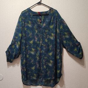 Pure‎ Energy Blue 3/4 Sleeve Relaxed Blouse